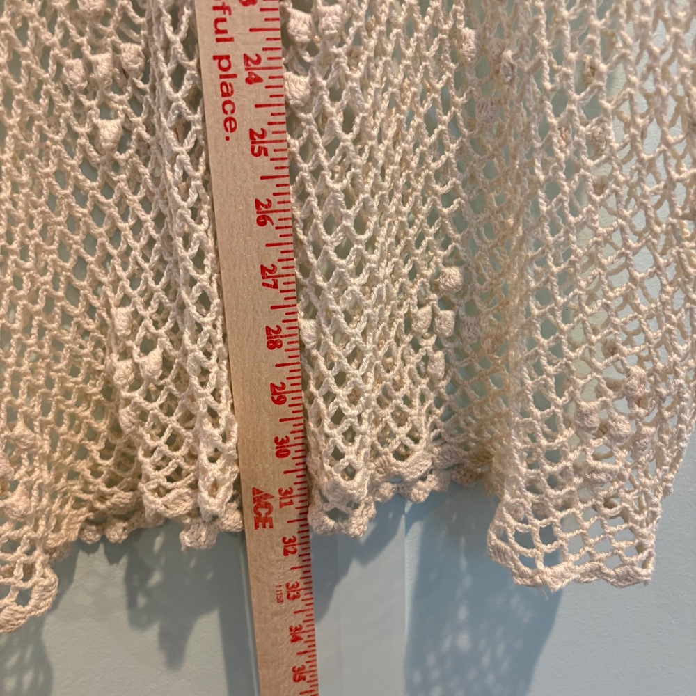 Vtg Foyen's of Hawaii Crochet Swim Cover Up Small Cream Boho Floral Mesh Tunic - Picture 9 of 11